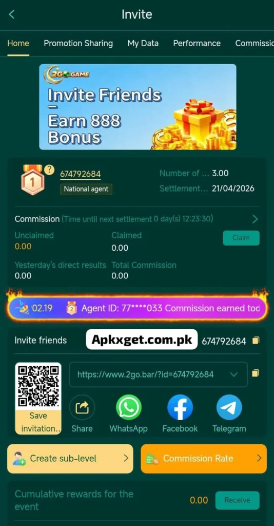 2Go Game latest earning platform