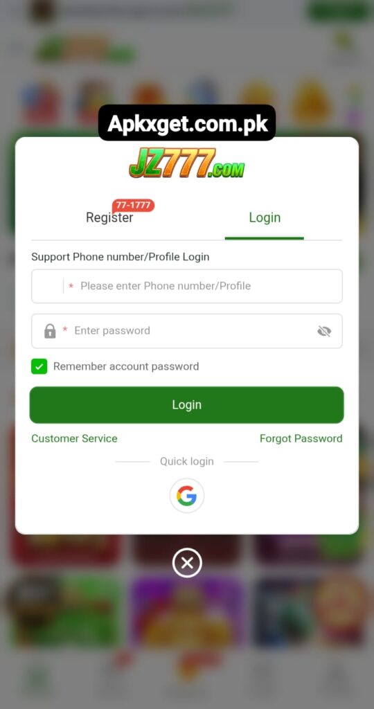 JZ777 Game Login