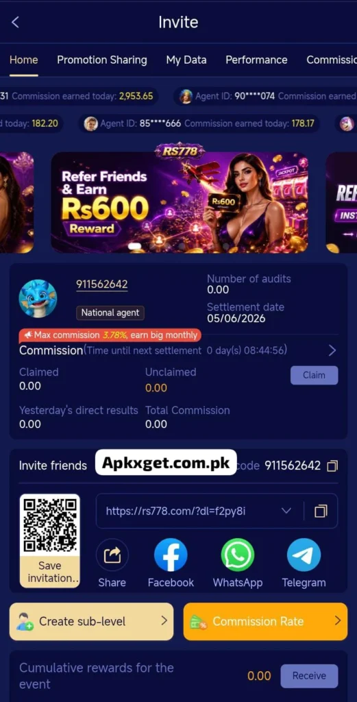 RS778 Game latest earning game